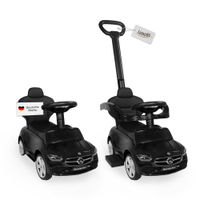 Rutscherauto Mercedes C Klasse schwarz mit Schiebestange, Kinderfahrzeug mit Sound Lenkrad