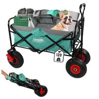 Bollerwagen faltbar, grün-grau, Handwagen mit 120 kg Zuladung