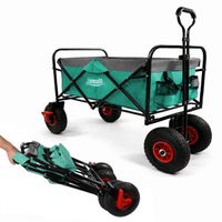 Bollerwagen faltbar, grün-grau, Handwagen mit 120 kg Zuladung