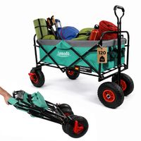 Bollerwagen faltbar, grün-grau, Handwagen mit 120 kg Zuladung