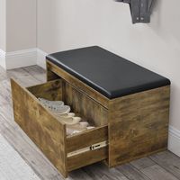 Schuhbank Degerfors - 80x39x45cm - Eiche dunkel/Schwarz