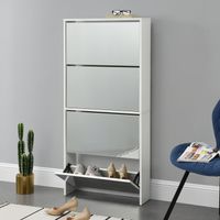 Schuhschrank Vogar mit 4 Türen - verspiegelt - 134x63x17cm - Weiß
