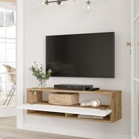 Fernsehtisch Laitila - 2 Ablagefächer - 100x31,5x29,5cm - Eiche rustikal/Weiß