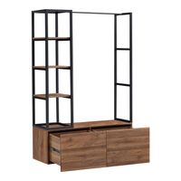 Garderobenständer Egmating - 180x120x40cm - Walnuss - 1 Stange, 4 Fächer, 2 Schubladen