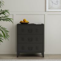 Metallschrank Hämeenlinna - mit 3 Schubladen - 60x40x72cm - Schwarz
