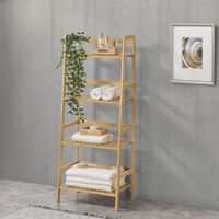 Bambus Leiterregal Vinje - 48x32x123cm - 4 Ablagen