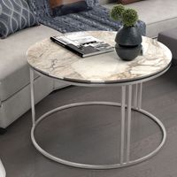 Couchtisch Aulum - 50x70cm - Marmor, weiß / Silber