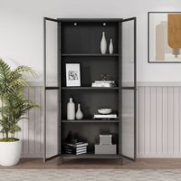 Vitrinenschrank Säkylä - 180x80x35cm - Schwarz