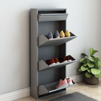 Schuhschrank Sokndal - 3+1 Kippfächer - Grau