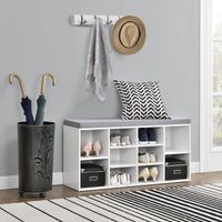 Schuhregal Ymir 103x30x48 cm 10 Ablageflächen Sitzbank Weiß/Grau