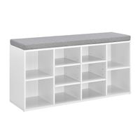 Schuhregal Ymir 103x30x48 cm 10 Ablageflächen Sitzbank Weiß/Grau
