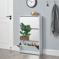 Schuhschrank Vogar mit 3 Türen - verspiegelt - 102,5x63x17cm - Weiß