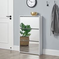 Schuhschrank Vogar mit 3 Türen - verspiegelt - 102,5x63x17cm - Weiß