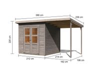 Gartenhaus Stelle 4 mit Anbaudach