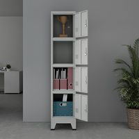Schließfachschrank Joroinen - mit 4 Türen - 180x38x45cm - Grau