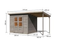 Gartenhaus Stelle 5 mit Anbaudach