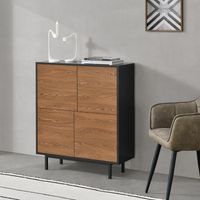 Beistellschrank Gnosjö - 80 x 30 x 93 cm - Schwarz/Dunkler Holzton