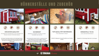 Hühnerauslauf Mitte EZ Chicken Home 5,84m² Rot, hergestellt in EU