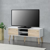 Fernsehtisch Eskilstuna - 120x29,5x46,5cm - Weiß/Eiche