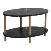 Couchtisch Hörreby - Oval - Marmor, schwarz