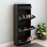 Schuhschrank Sokndal - 3+1 Kippfächer - Schwarz