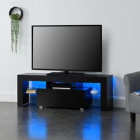 LED-Fernsehtisch Grimsey - 130x35x45cm - Schwarz