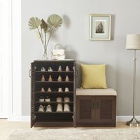 Schuhschrank Løten mit Sitzbank 120x36x97cm Wenge [en.casa]