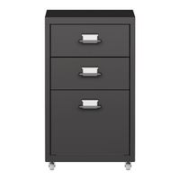 Rollcontainer Kökar - 48x28x41cm - 3 Schubladen - Schwarz, matt