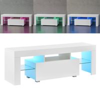 LED Fernsehtisch Grimsey 130x40x38 cm mit Schublade Weiß