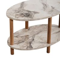 Couchtisch Højreby mit unterer Ablage 43 x 70 x 44 cm Oval Marmor, creme