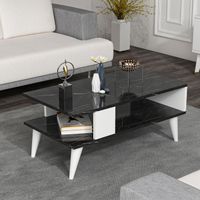 Couchtisch Lycksele 40x90x45 cm Marmoroptik, schwarz / Weiß