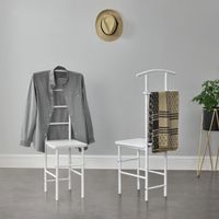 Herrendiener Stuhl Anaheim 107x45x45cm Kleiderbügel + Hosenhalter Weiß