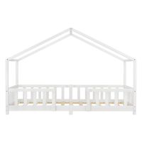 Kinderbett Treviolo 90x200 cm mit Kaltschaummatratze und Gitter Weiß