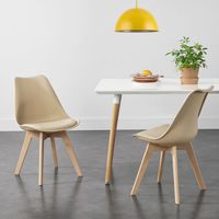 Esszimmerstuhl Fläten 6er Set 81x49 cm Beige PU-Kunstleder