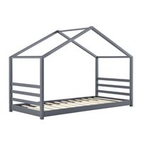 Kinderbett Vardø 90x200 cm mit Lattenrost und Gitter Dunkelgrau