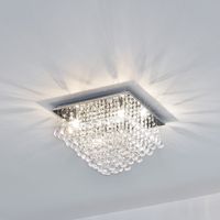 Kristall Deckenleuchte 38x38cm Deckenlampe Lüster Zimmerlampe Chrom