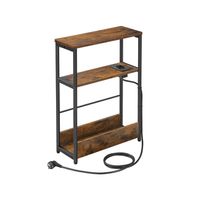 Beistelltisch mit 3 Ablagen schmal vintagebraun-tintenschwarz
