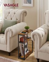 Beistelltisch mit 3 Ablagen schmal vintagebraun-tintenschwarz