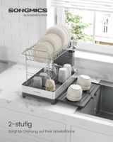 Abtropfgestell 2-stufig mit Utensilienhalter silbern-grau