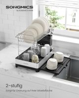 Abtropfgestell 2-stufig mit Utensilienhalter silbern-schwarz