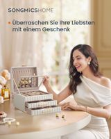 SONGMICS HOME ANAH Kollektion - Schmuckkästchen mit Spiegel 3 Ebenen wolkenweiß