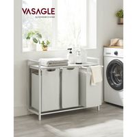 Wäschekorb 3 x 38 L mit 1 Ablage weiß