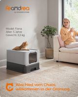Katzenklo mit Deckel und Schaufel geräumig anthrazitgrau-taubengrau
