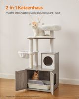 Kratzbaum mit Katzenklo-Schrank abnehmbar greige