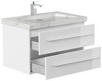 Badmöbel Marmor Carrara White YAMO 75 cm 1 Hahnloch SoftClose weiß hochglanz