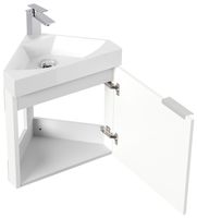 Gäste WC Eckbadmöbel Delta Slimline Gästebad SoftClose weiß hochglanz