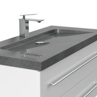 Badmöbel Granit G654 YAMO 100 cm 1 Hahnloch SoftClose weiß hochglanz