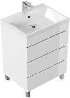 Stand Badmöbel Fellini 60 weiss hochglanz mit drei grifflosen Schubladen