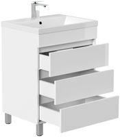 Stand Badmöbel Fellini 70 weiss hochglanz mit drei grifflosen Schubladen