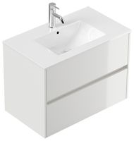 Badmöbel Limes & Waschtisch 80cm 2 Greifraum SoftClose Auszüge weiß Hgl